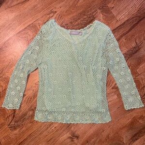 Croft & Barrow Sage Green Crochet top